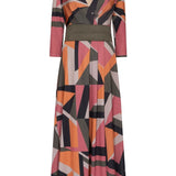 VESTIDO LONGO ESTAMPA GEOMETRICA COM CINTO - UNICA - 199352JAT