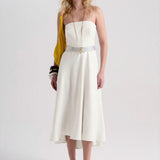 VESTIDO MIDI CASUAL COM CINTO DE APLICAÇÕES - OFF WHITE - 188448CLK