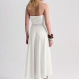 VESTIDO MIDI CASUAL COM CINTO DE APLICAÇÕES - OFF WHITE - 188448CLK