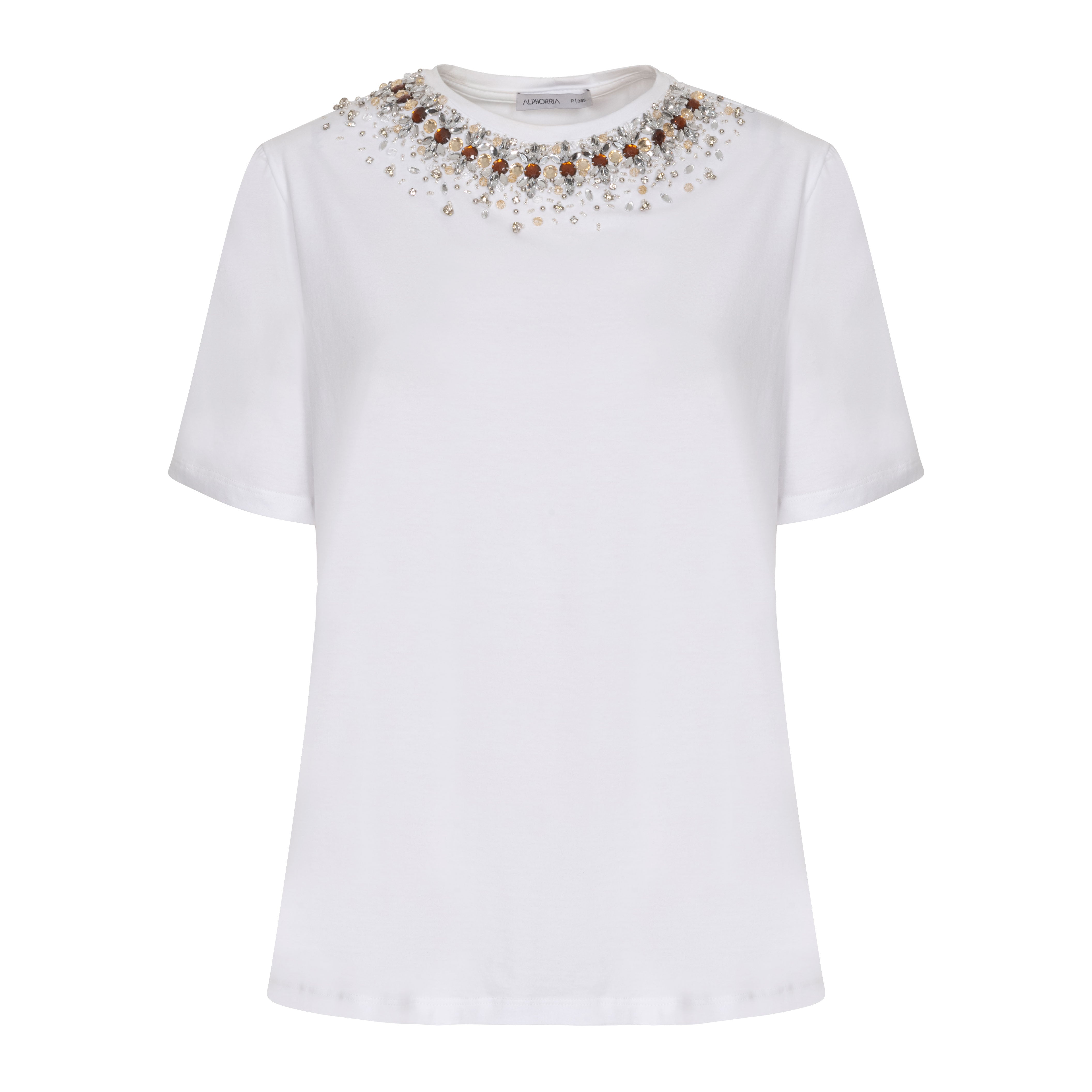 T-SHIRT DECOTE BORDADO - BRANCO - 199703SCO