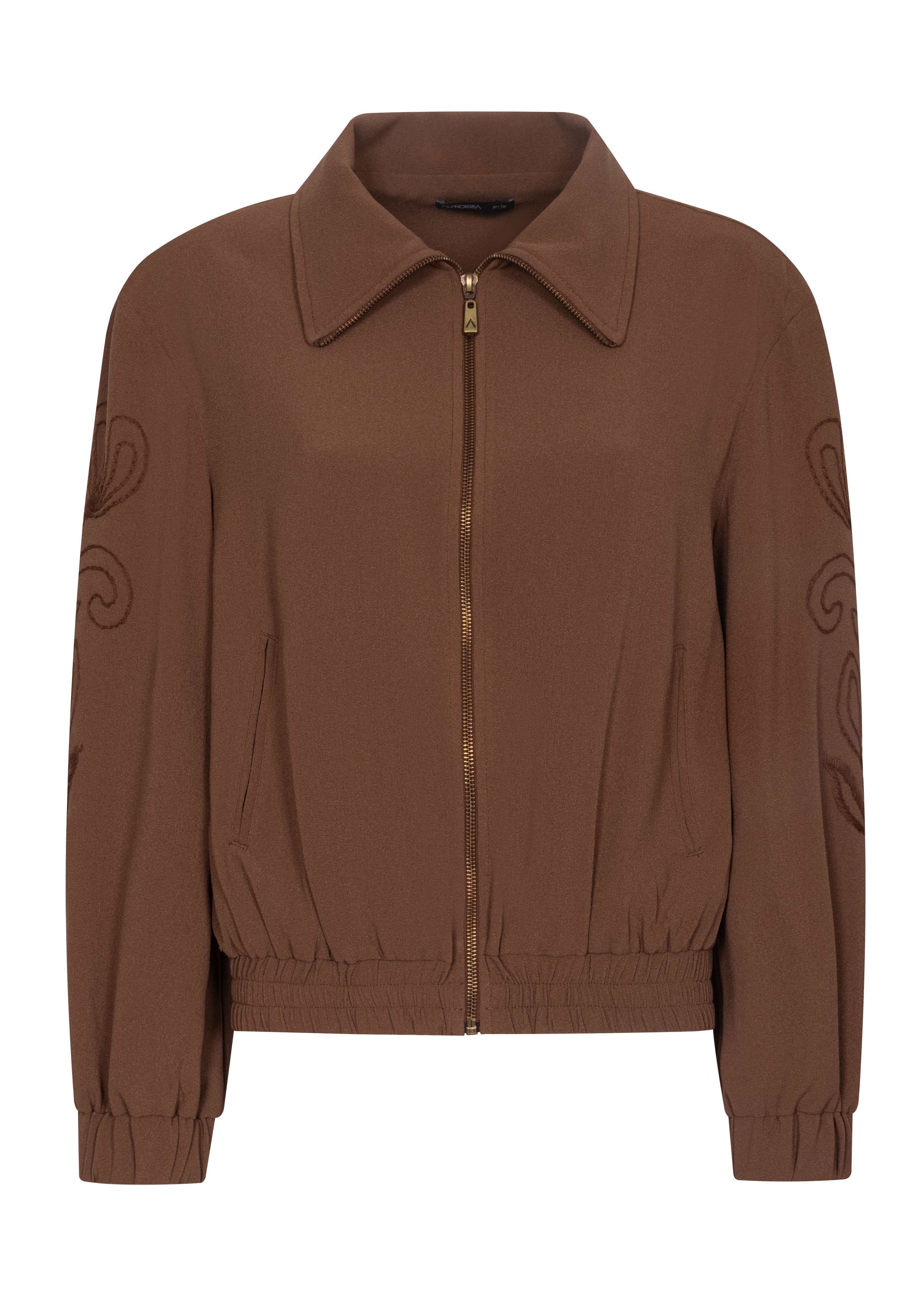 JAQUETA BOMBER BORDADO NAS MANGAS - MARROM - 199037650