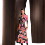 VESTIDO LONGO ESTAMPA GEOMETRICA COM CINTO - UNICA - 199352JAT