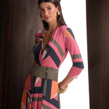 VESTIDO LONGO ESTAMPA GEOMETRICA COM CINTO - UNICA - 199352JAT