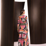 VESTIDO LONGO ESTAMPA GEOMETRICA COM CINTO - UNICA - 199352JAT