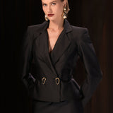 BLAZER ACINTURADO COM BOTÕES - PRETO - 199058TFI