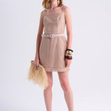 VESTIDO CURTO TELA C/ CINTO - BEGE - 188312TEI