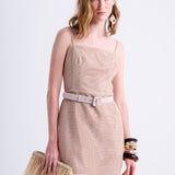 VESTIDO CURTO TELA C/ CINTO - BEGE - 188312TEI